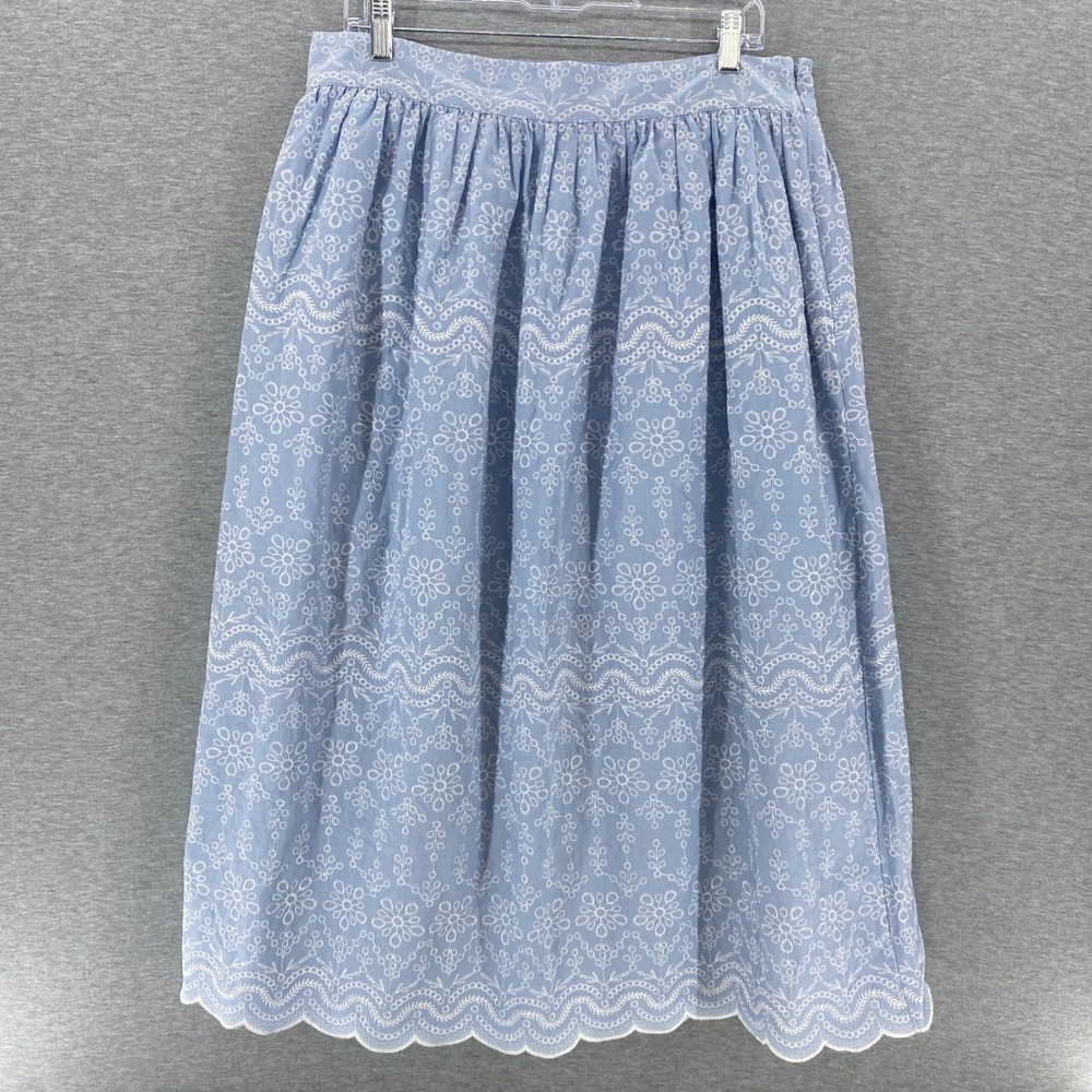 LOFT Blue and White Midi Skirt